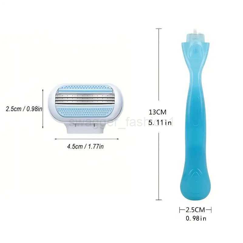 Stainless Steel Womens Razor Hair Trimmer Shaver Facial RazorWith Safety Cover 8 Blade Refills And 1 Knife HandleB240709