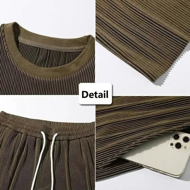 Ice Silk Sports Set Mens Summer Thin Tracksuit Men Casual Long Pants Short Sleeve T-shirt Quick Drying Clothes Sets 240715