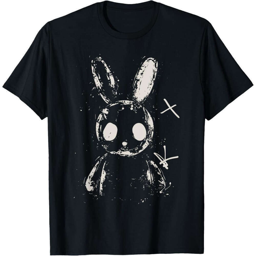 Mens T shirts Womens Graphic Tee Creepy Cute Bunny Rabbit Alt Goth Grunge Horror Aesthetic T-Shirt Designer clothes Casual tops Tshirt Free shipping