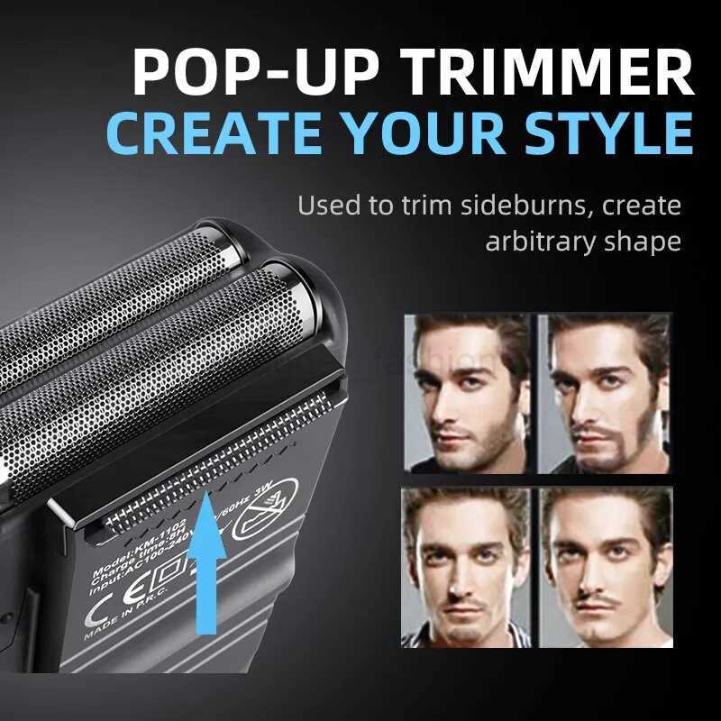 KEMEI-1102 Compact Rechargeable Lithium Ion Shaver KitFoil Professional Electric Shaver for MenB240709