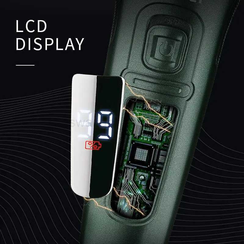 Kemei Lcd Dislay Waterproof Electric Shaver For Men Wet Dry Beard Electric Razor Facial Shaving Machine RechargeableB240709