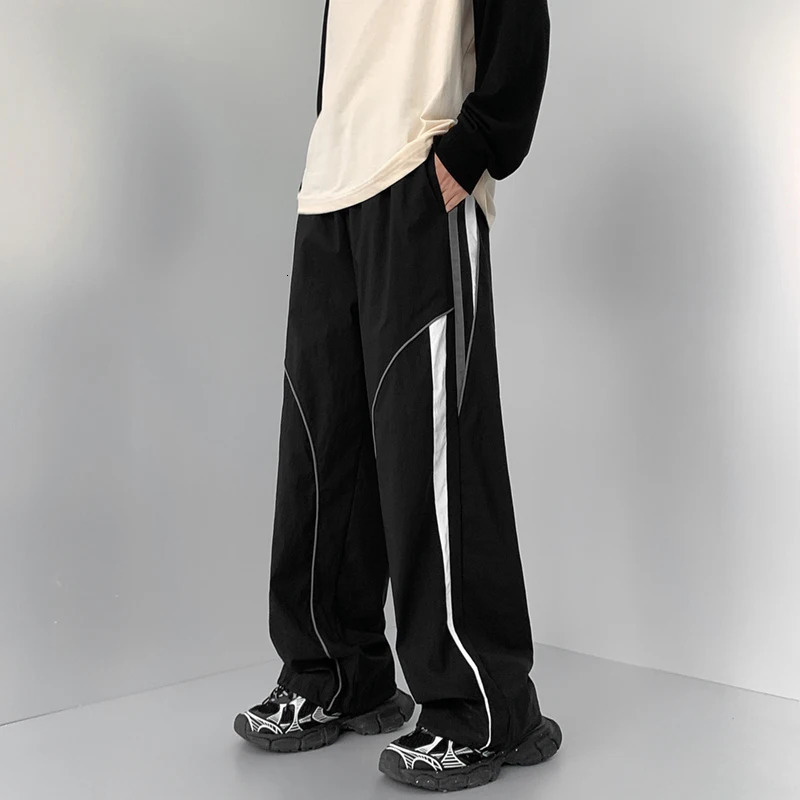 Mens y2k Striped Baggy Cargo Pants Sweatpants Sportswear Wide Leg Harajuku Track Pants Trousers men Korean Autumn Clothes 240717