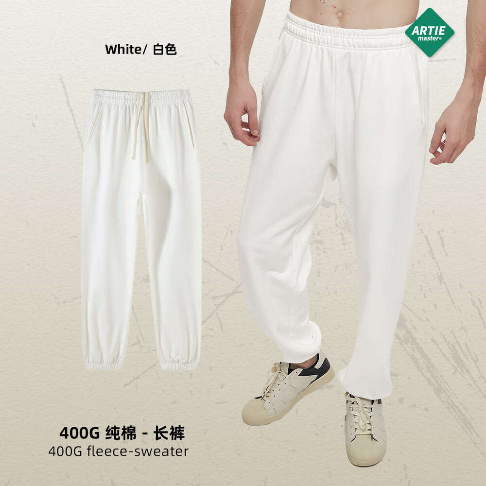 2023 Autumn/winter New 400g Terry Earth Color Small Feet Loose Sports Casual Pants Men's Plaid Trousers Sport Waterproof Trousers Man Pants Trous