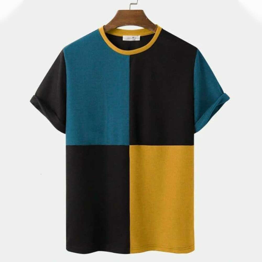 Men's and Women's Imitation Cotton T-shirt Summer Leisure Vintage Stripe Splice Minimalist Style Pullover Top Sweatshirt Clothin