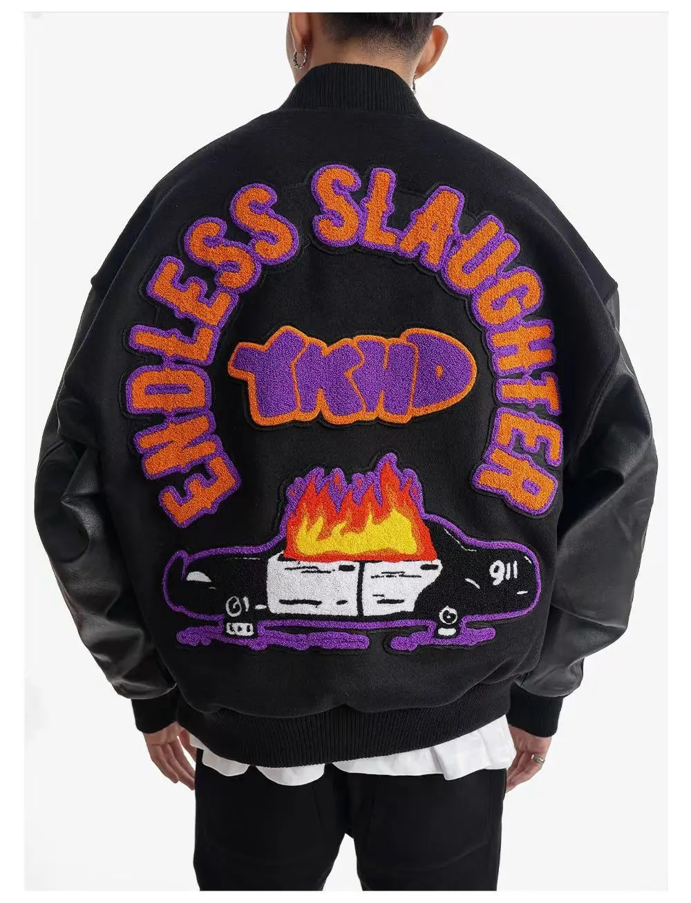 VIntage Baseball Uniform Men Winter Collage Varsity Jackets Embroidery Faux Leather Sleeves Women Bomber Woolen Coat Padded 240716