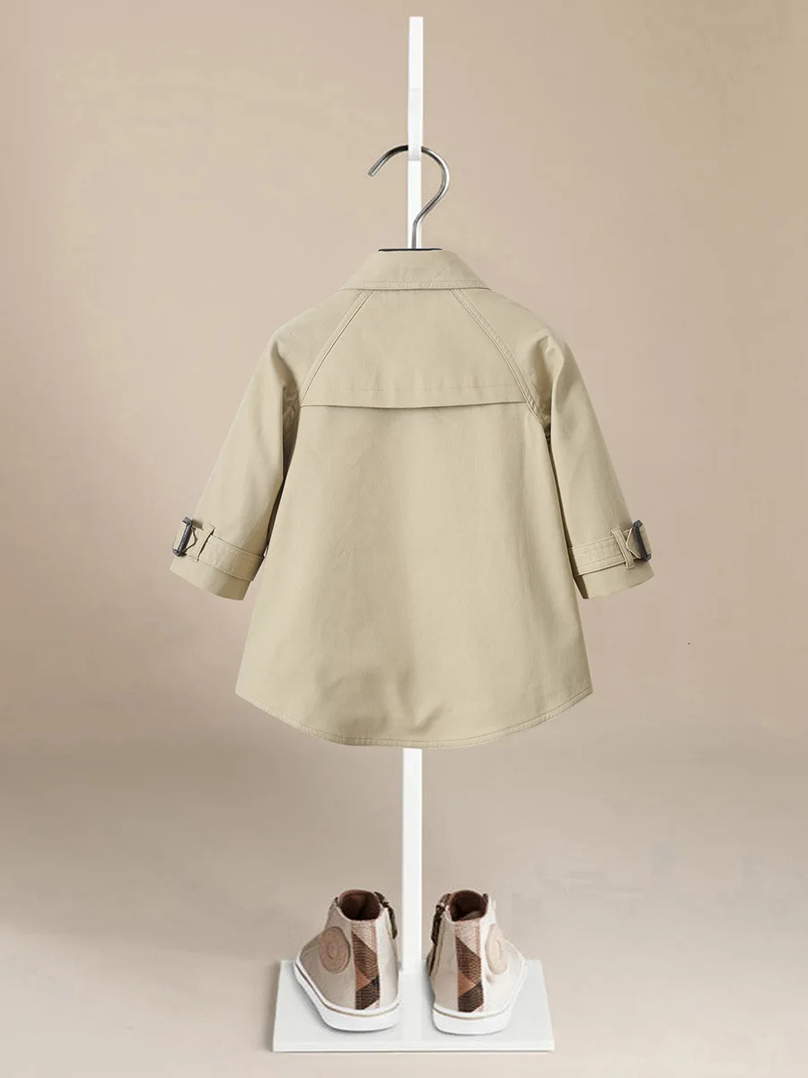 Fashion Baby Girl Boy Trench Short Back Infant Toddler Kid Windbreak Jacket Autumn Spring Child Dust Coat Baby Outwear Clothes 240716