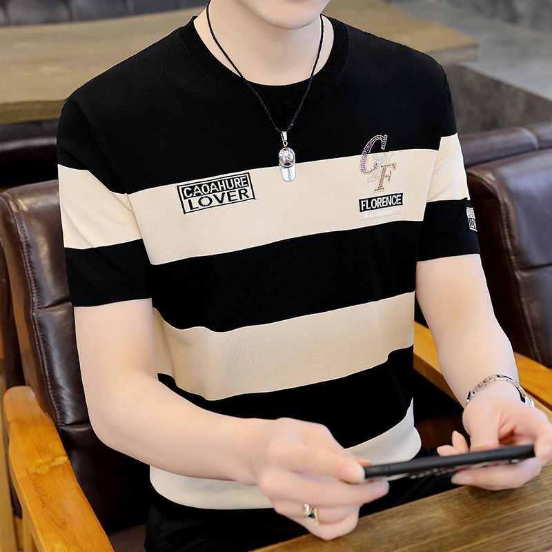 2024 Men's Summer High end Casual Pure Cotton Comfortable Thin Round Neck Short Sleeve T-shirt