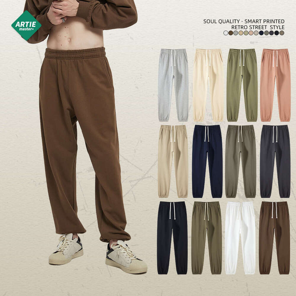 2023 Autumn/winter New 400g Terry Earth Color Small Feet Loose Sports Casual Pants Men's Plaid Trousers Sport Waterproof Trousers Man Pants Trous
