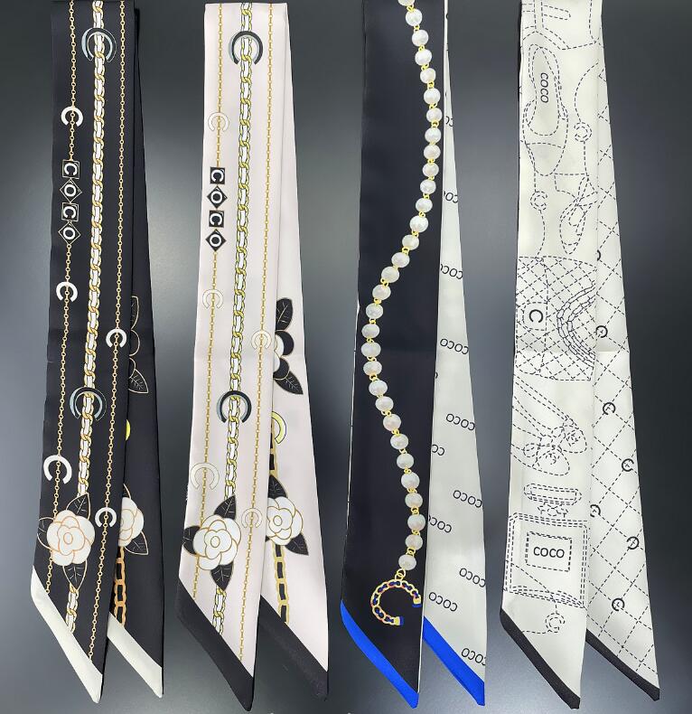 Printed Bag Fashion Binding Small French Versatile Women's Artificial Silk Scarf Headband