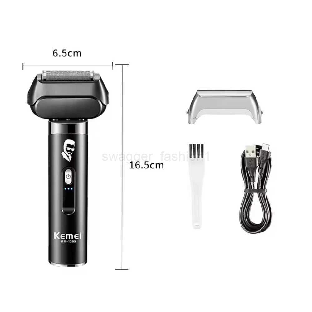 Kemei 4-Blade Professional Electric Shaver IPX7 Safety Razor Travel Portable Electric Shaving Household Beard Trimmer KM-1309B240709