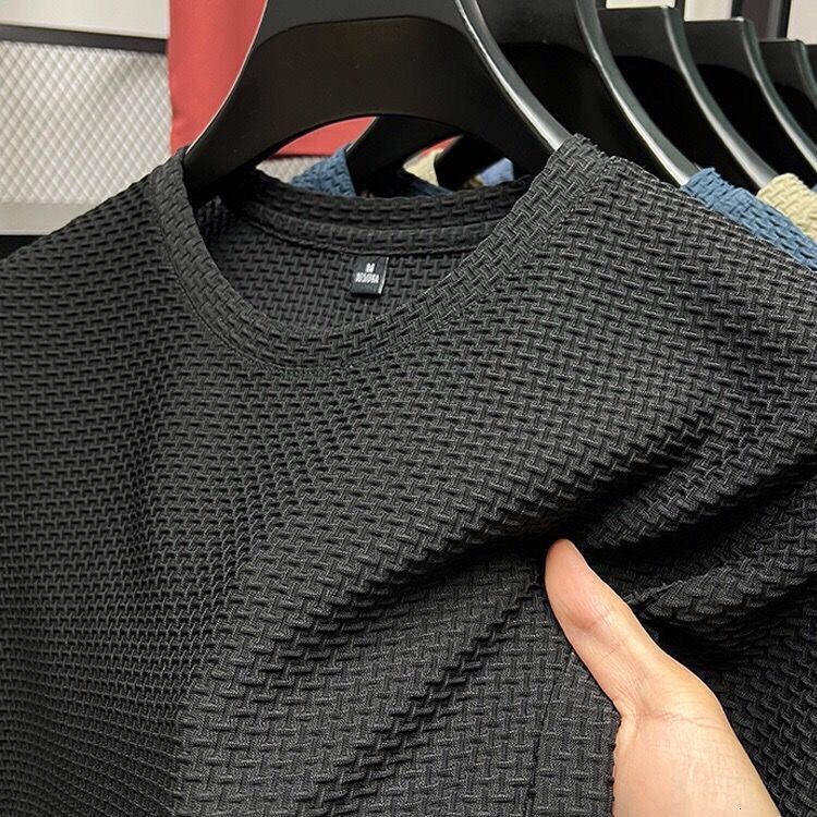 High end men's short sleeved middle-aged 2024 summer new business loose mesh casual T-shirt