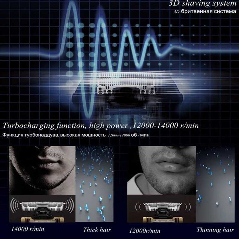 Original Kemei 4-Blade Rechargeable Electric Shaver 3-Speed Beard Electric Razor For Men Facial Wet Dry Shaving Machine WashableB240709