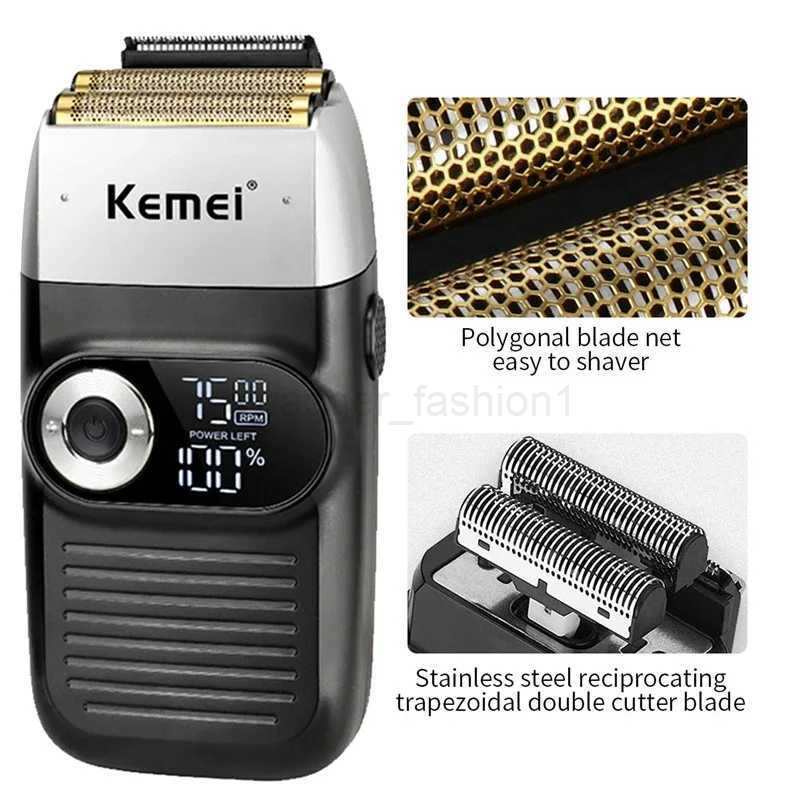 Kemei Electric Shaver for Men Waterproof Twin Blade Reciprocating Cordless Razor USB Rechargeable Shaving Machine Barber TrimmerB240709