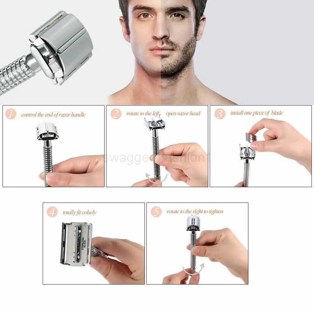 Men Double Edge Safety Razor Portable Reusable Manual Shaver for Home SalonB240709