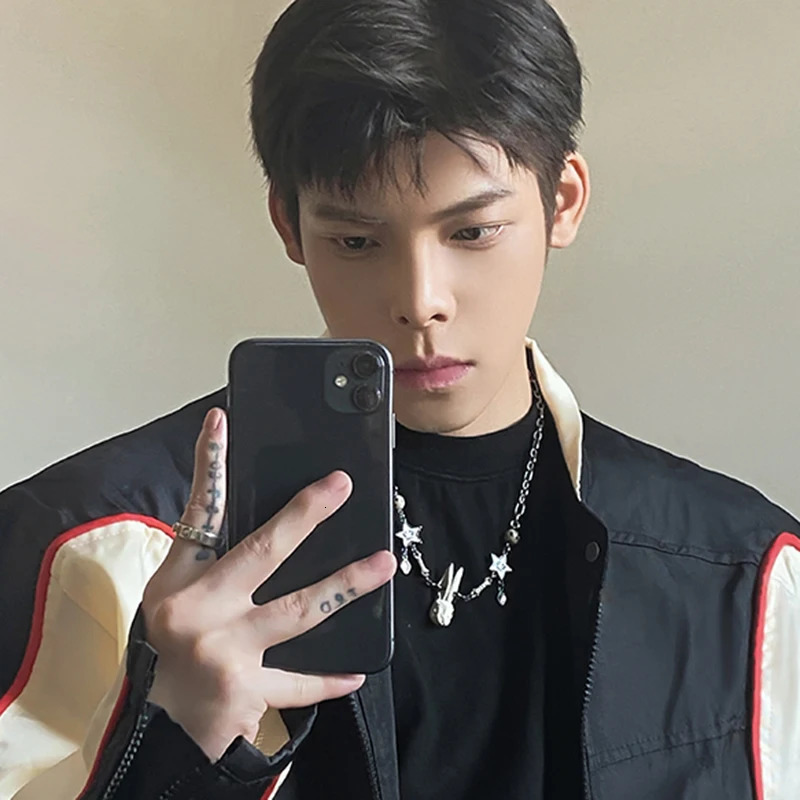 FEWQ American Style High Street Dark Handsome Mens Jacket Top Zipper Contrast Color Round Neck Male Tops Fashion 24X1544 240716