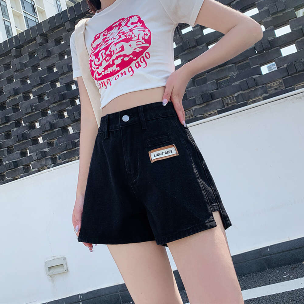 High waisted jeans, women's fringed split loose shorts, 2022 summer new item, pure cotton wide leg pants, sweet and cool style, slimming off