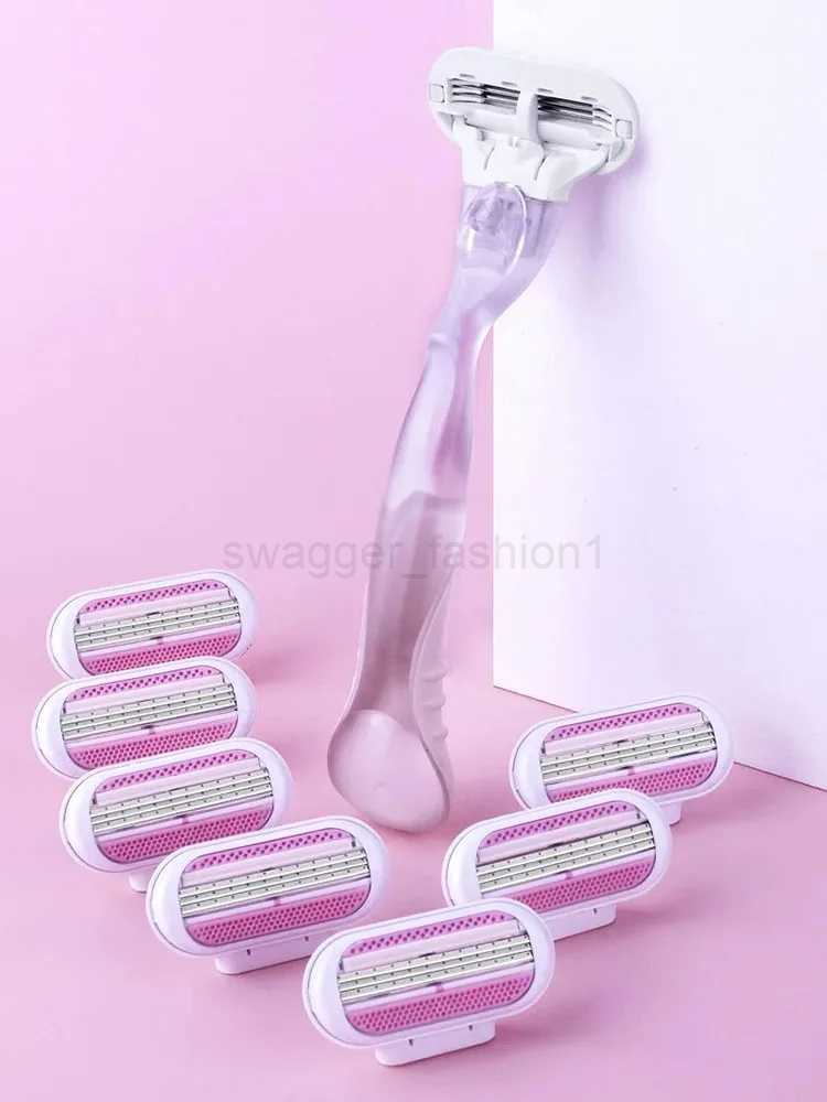 1 Handle + 4/8 Blade Women Safety Razor Blades Face/ Leg/ Armpit/ Bikini Beauty Hair Removal Shaving Compatible Venus ShaverB240709