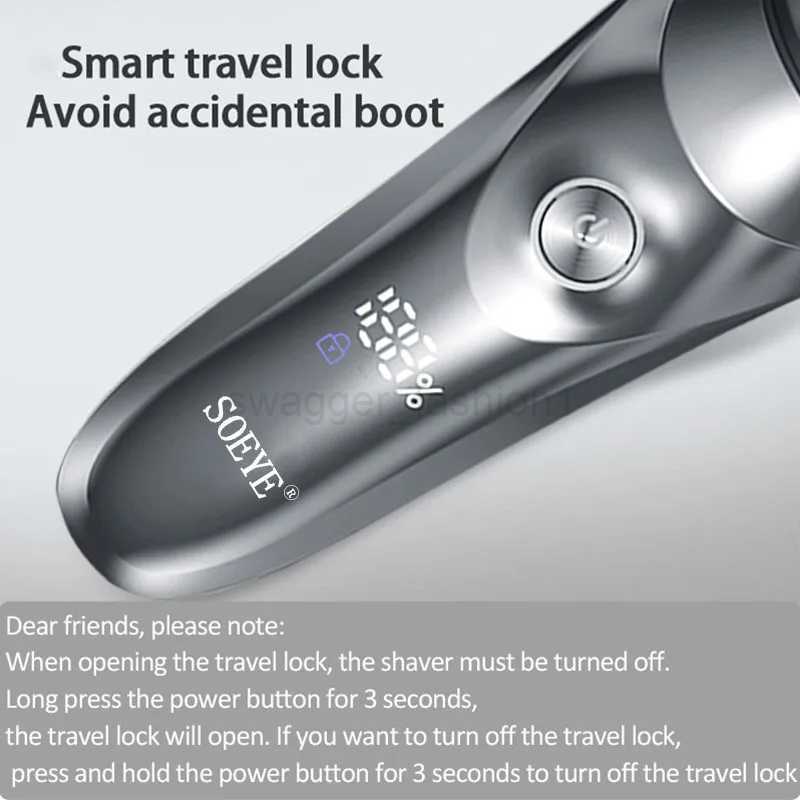 Electric Shaver for mens electric shaver Smart razor for Beard timmer IPX7 waterproof Wet And Dry shaving machine Men ShaverB240709