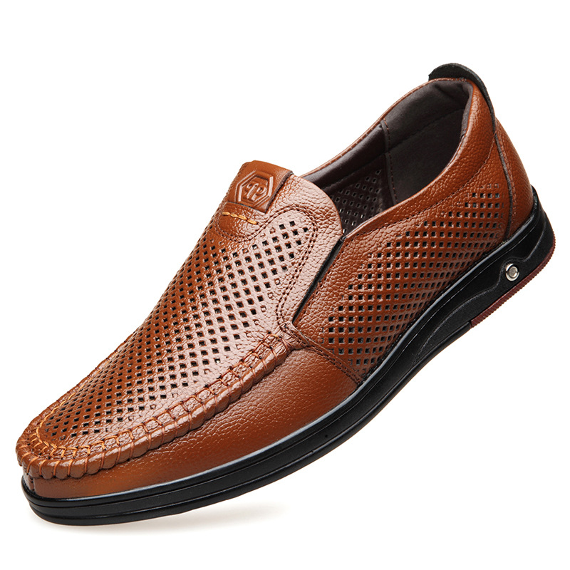 Men's Summer Loafers Shoes Genuine Leather Soft Man Casual Slip-on Cutout Shoes Cowhide Summer Loafers 2023