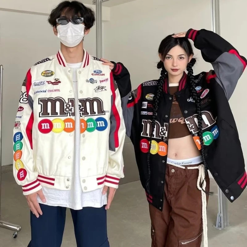 Spring Vintage Racing Bomber Jacket Men College Harajuku Embroidery Baseball Coat Street Fashion Motorcycle Outwear Y2k 240717