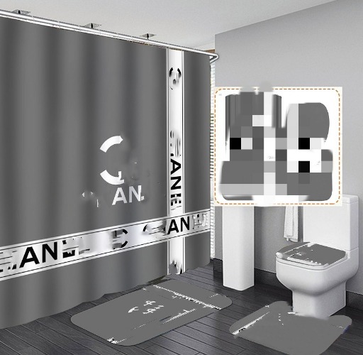 Toilet Er Mat Bath Supplies Fashion Letter Printed Shower Curtains Designer Print Bathroom Curtain