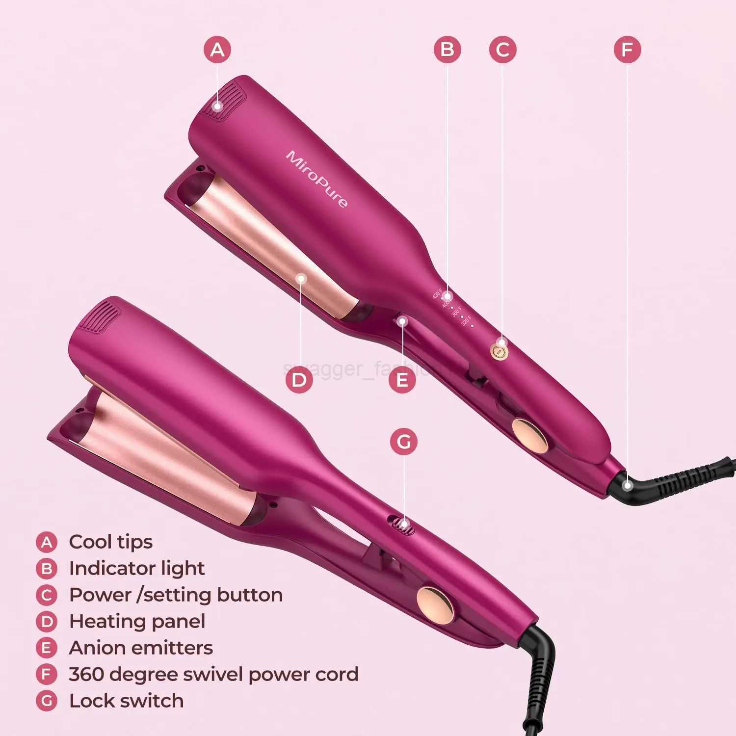 Wave Iron Beach Curling Hair Stick 2.54Cm PTC Heater Automatically Turns Off Easy To Adjust Shape Long-Lasting Heating 300B240719