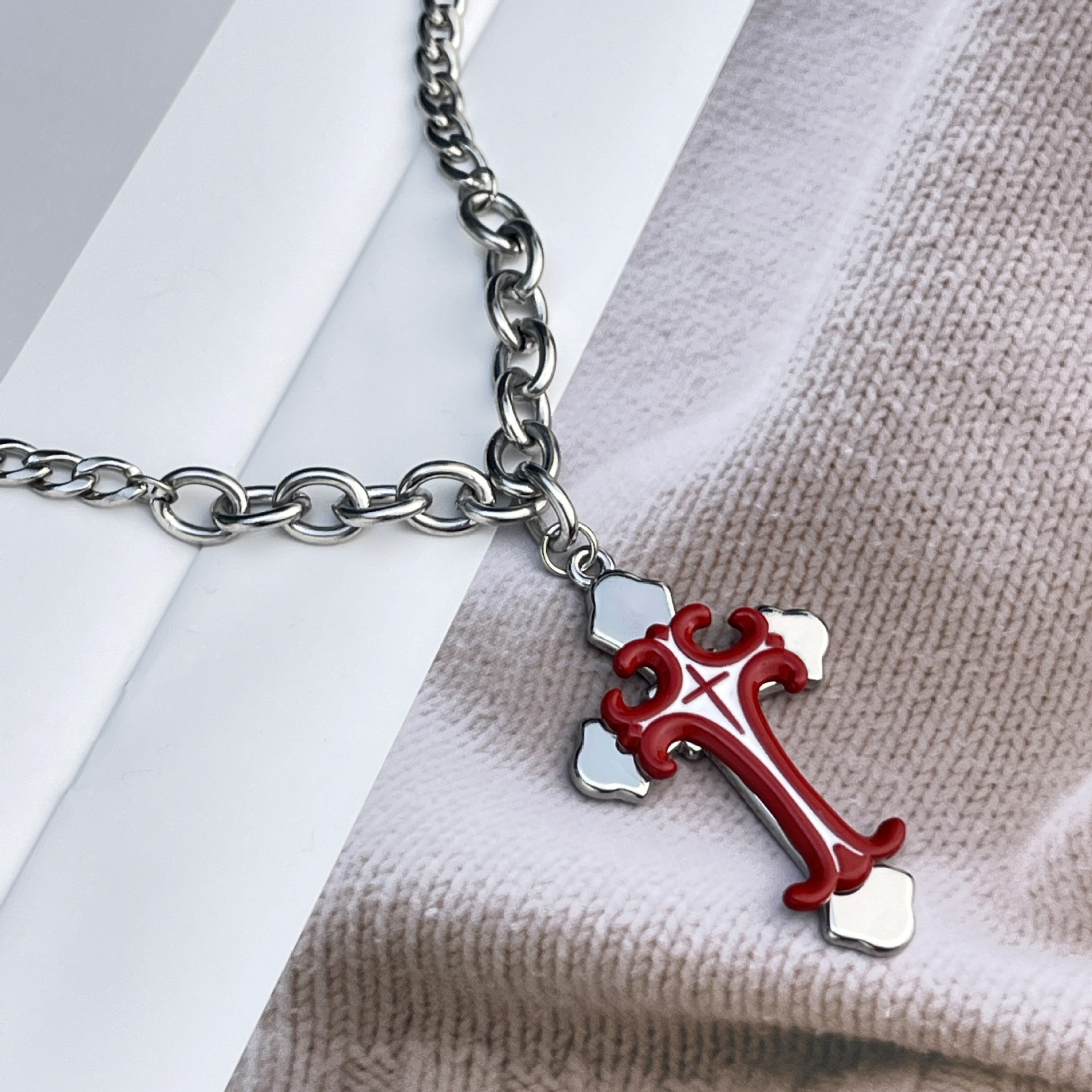 Fashion Unisex's Men Stainless Steel Silver Cross Necklace Pendant Chain Jewelry Gift