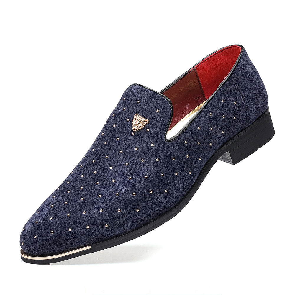 Men Loafers Suede Leather Slip-on Rivets Moccasins Men's Casual Shoes Outdoor Light Comfortable Driving Flats Sizes 39-48