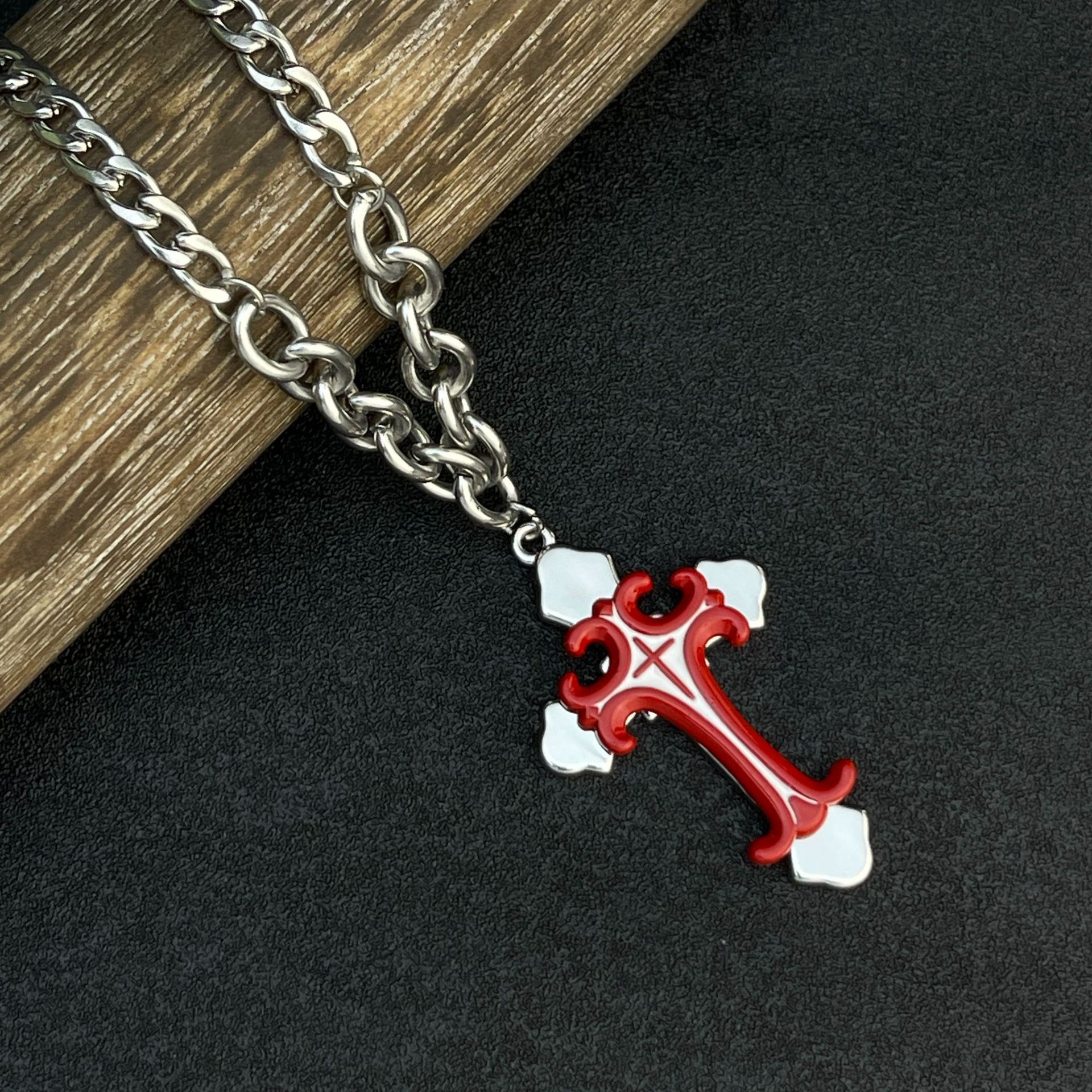 Fashion Unisex's Men Stainless Steel Silver Cross Necklace Pendant Chain Jewelry Gift