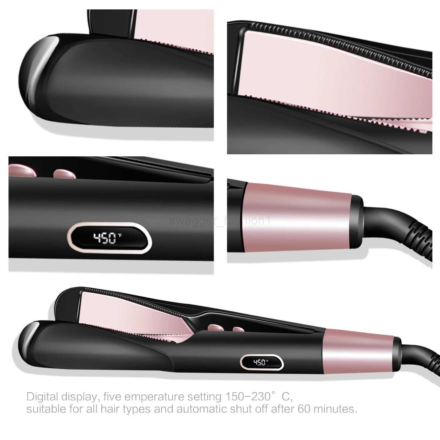 2 In 1 Pro Twist Hair Straightener And Curler Spiral Wave Curling Gold Titanium Flat Iron Straightening Curling Styling ToolB240719