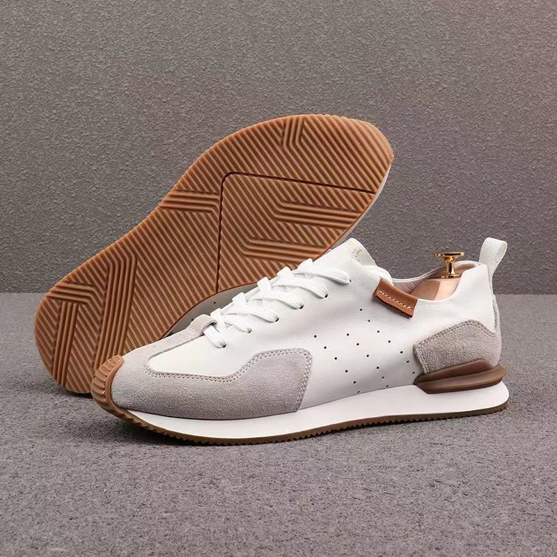 Leather Men's Sneakers High Quality Fashion Casual Shoes Rubber Thick Bottom Low-Top Outdoor Comfortable Mans Walking Footwear