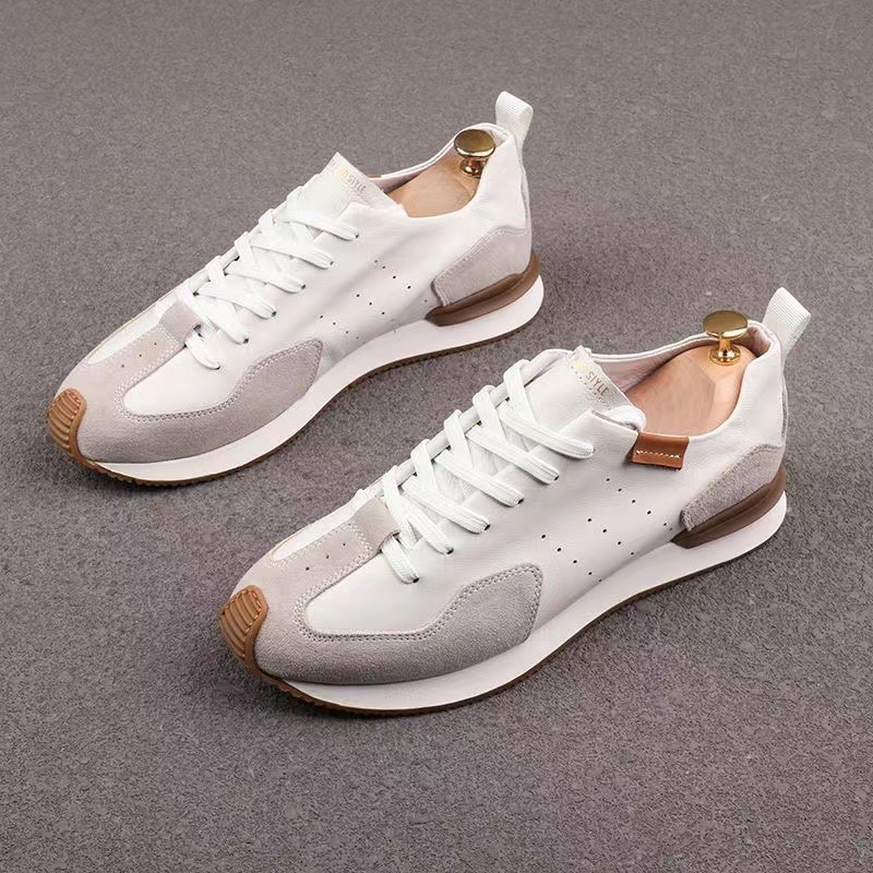 Leather Men's Sneakers High Quality Fashion Casual Shoes Rubber Thick Bottom Low-Top Outdoor Comfortable Mans Walking Footwear