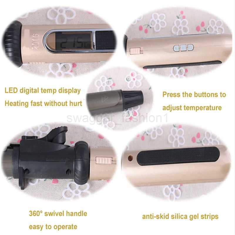 Diameter Size Styles Professional Nano Titanium Hair Curler with LED Digital Black+Gold Color Automatic Rotating Curling IronB240719Bs240720