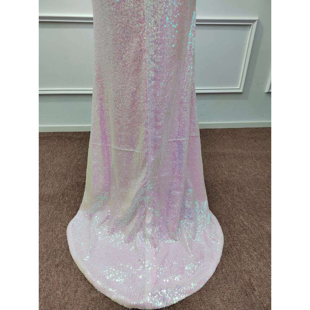 Sequined Blush Pink Evening Dresses Cinderella Divine Mermaid Spaghetti Straps Formal Party Prom Gowns Women Vestidos
