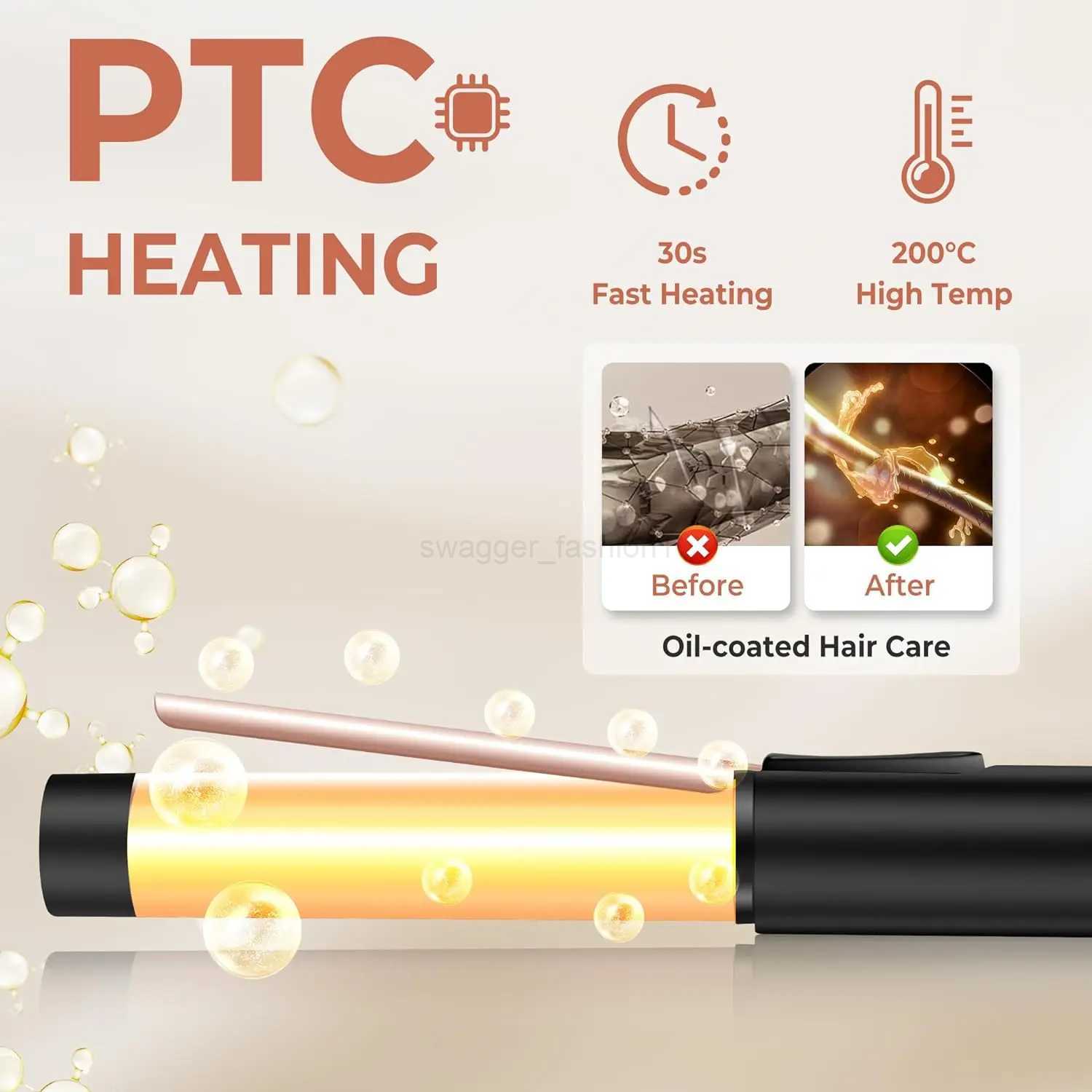 Mini Curling Iron for Short Hair 25mm 3 Temps Ceramic LED Display 160-200 Travel BagB240719