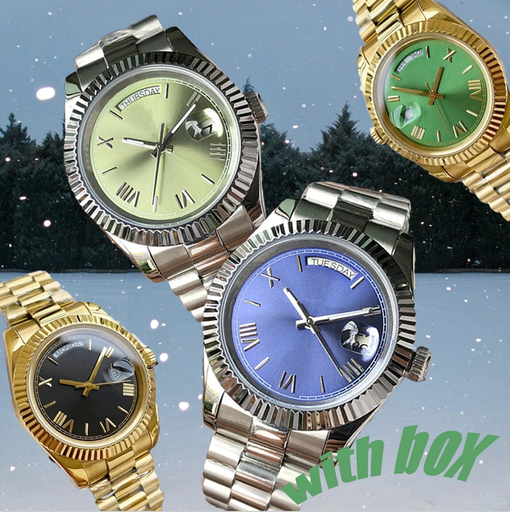 watches mechanical men watches sapphire glass with day stainless steel waterproof women designer gold watches couple with box 41mm