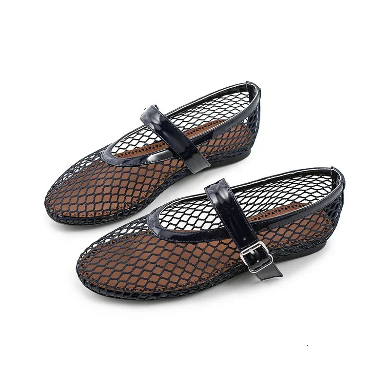European and American spring summer breathable comfortable flat bottomed mesh shoes for womens ballet dance 240718