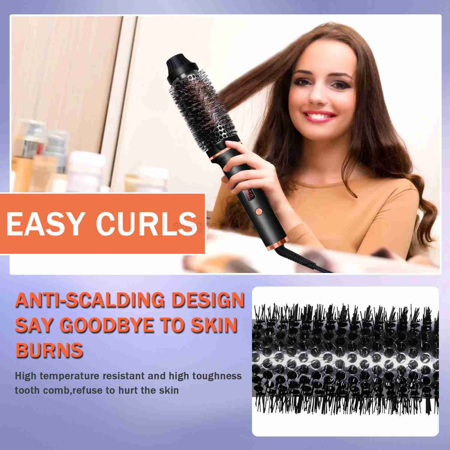 Hair Curling Iron Brush Ceramic Ionic Hair Curler Straightener Hot Brush Anti-Scald Curling Wand Fast Heating Hair CrimperB240719