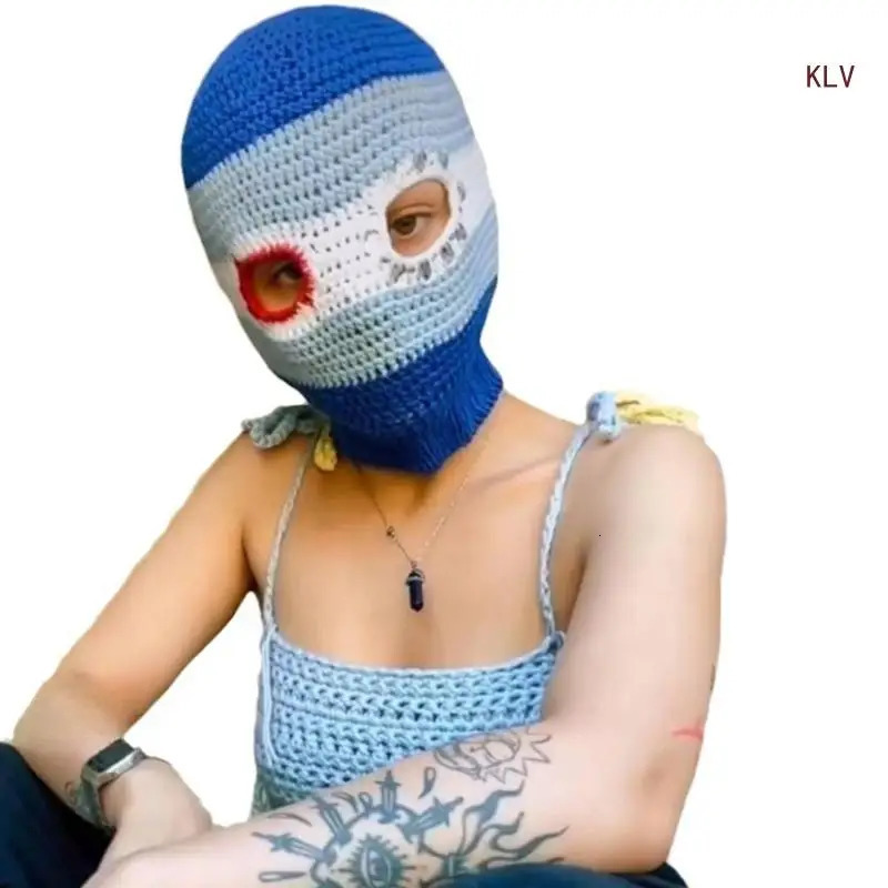 Novelty Full Face Cover Hat Knit Balaclava Cap for Women Girl Winter Warm Hat Adult Halloween Costume Role Playing Cap 240712