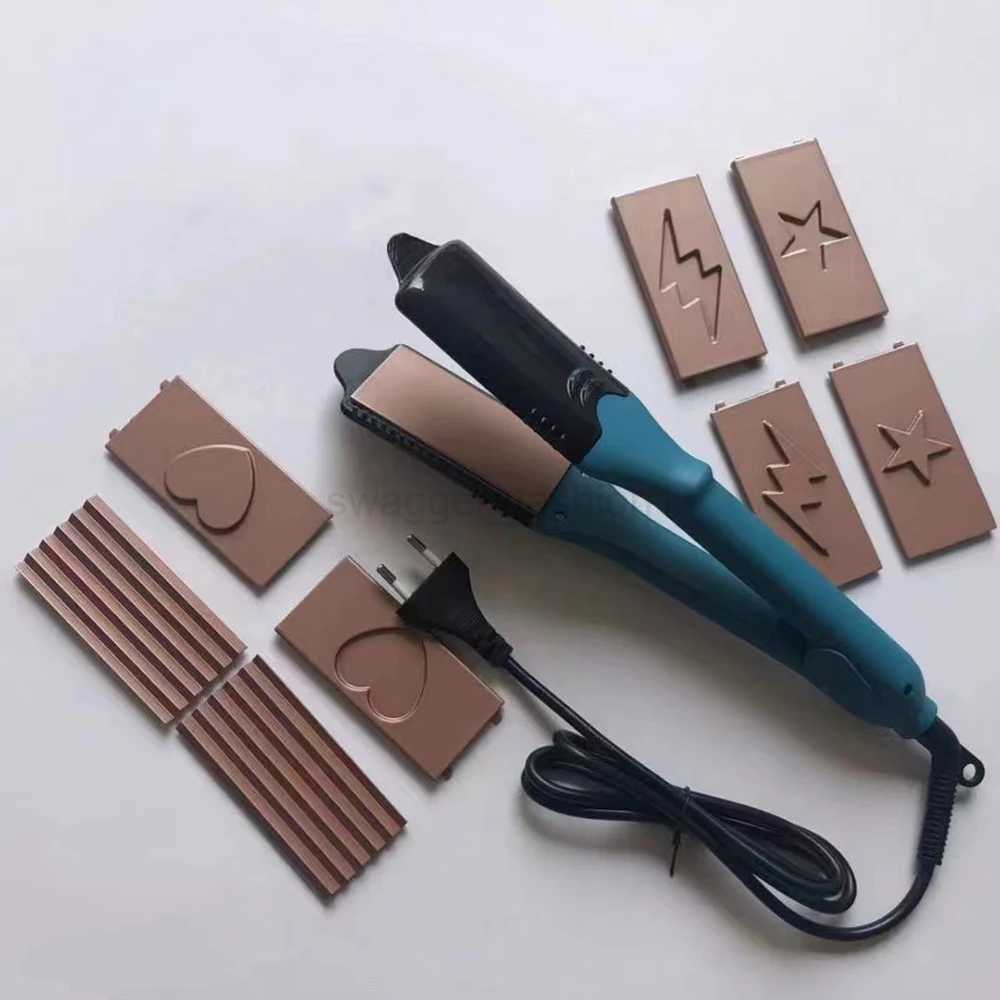 3D Hair Imprinting Curling Iron Hair Straightener Ceramic Crimpers Wavers Curler with 5 Different Plates 3D Embossing IronB240719
