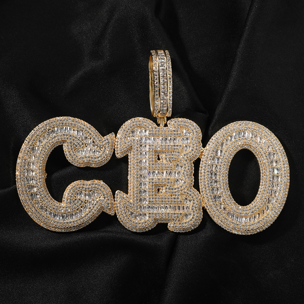 Hip Hop A-Z Custom Name Letters Pendant Necklace 5A T Zircon Women Mens Jewelry