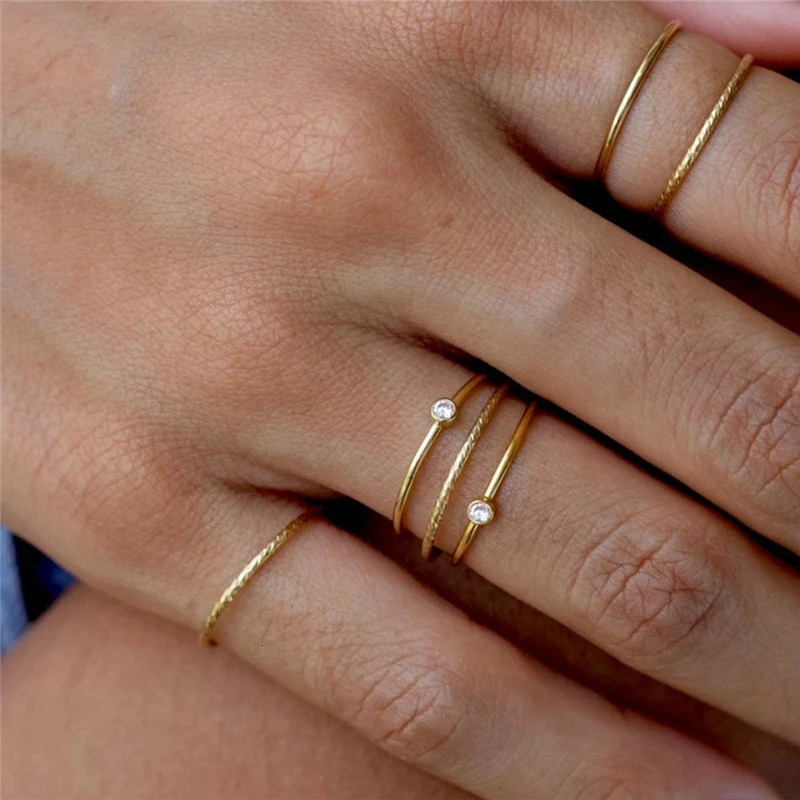 14K Gold Plated Finger Ring Bohemian Gold Jewelry Anillos Mujer Minimalist Stacked Bohemian Ring Womens Minimalist Ring 240805