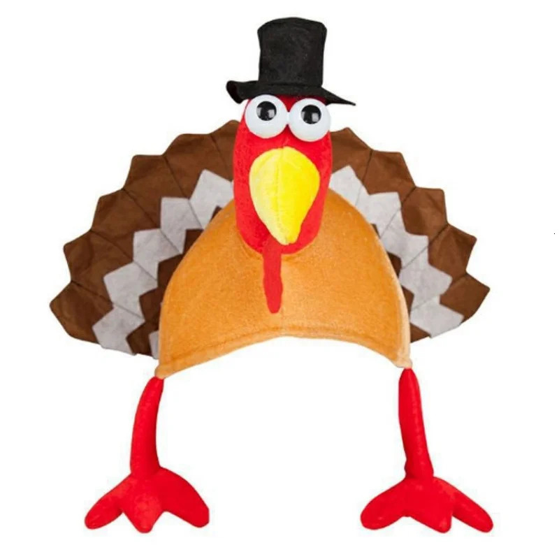Plush Turkey Thanksgiving Hat With Head Legs And Tail Fancy Dress AccessoryThanksgiving Party Costume Outfit and Dress 240715