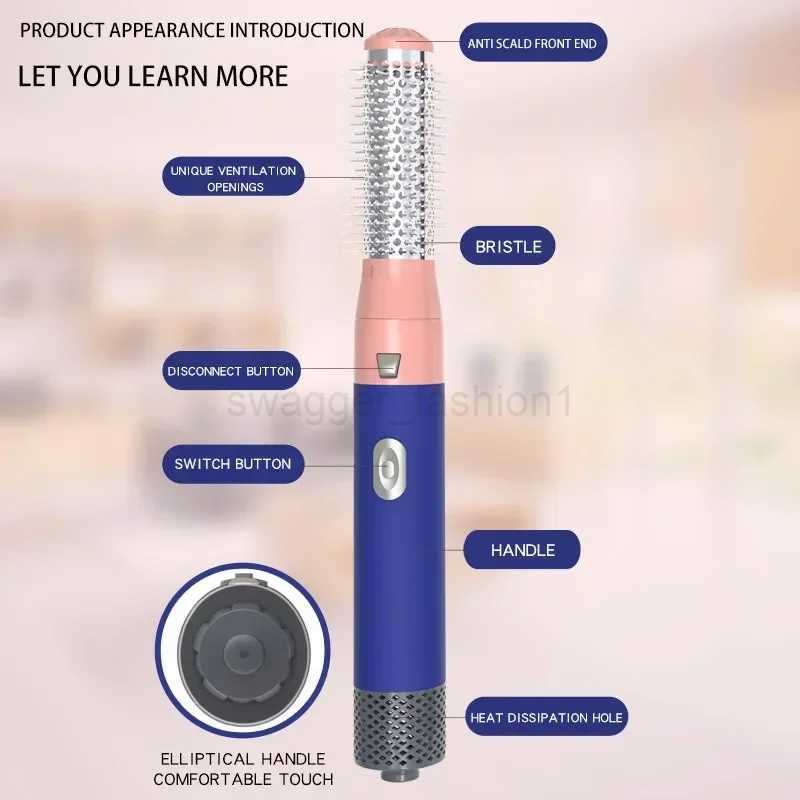 5 in 1 Hair Dryer Hot Air Comb Leafless HairDryer Negative Ion Hair Care Curling Stick Hair Styling Comb StraightenerB240719