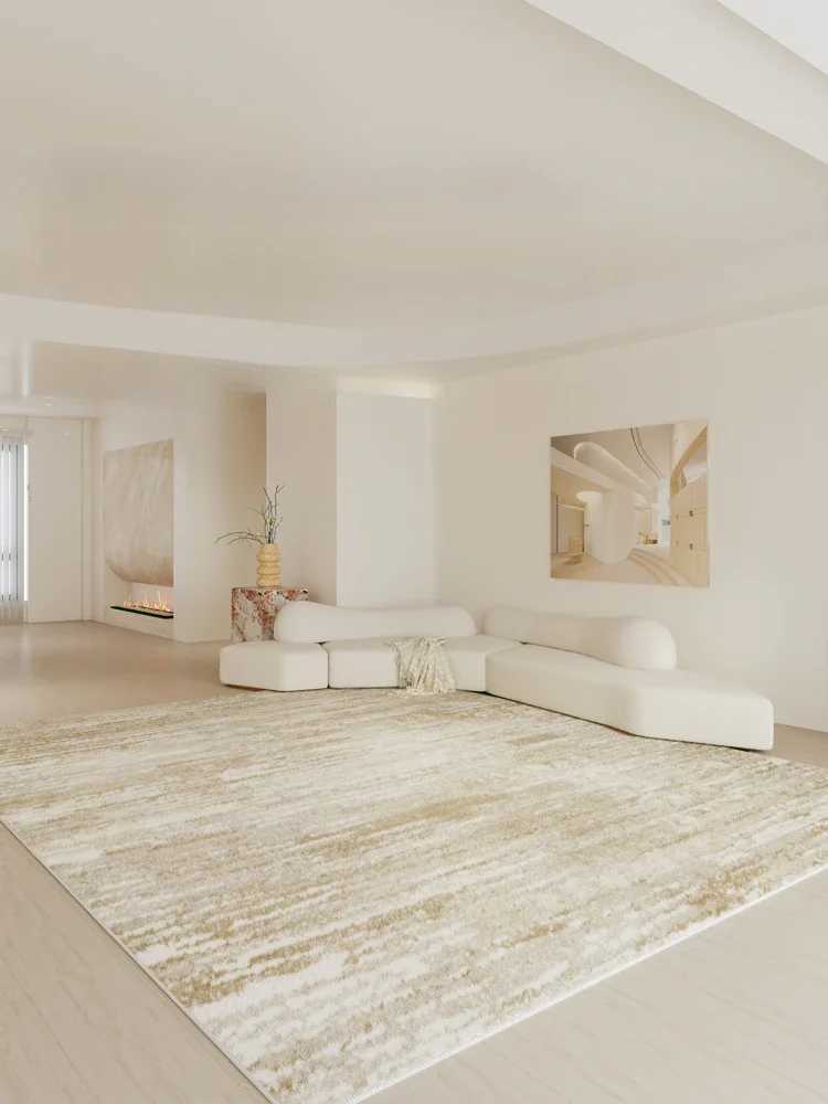Abstract Beige Gold Carpets Extra Large Living Room Carpet Easy Care Bedroom Rugs Luxury Striped Home Decoration Rug Hallway Rug