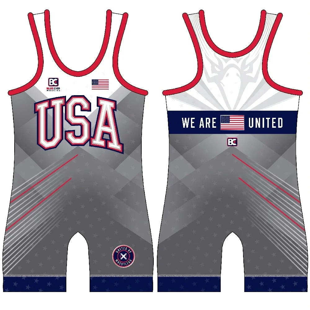 The USA Wrestling Singlets Suit Mens Coverall Training Freestyle Wrestling Skinsuit Boxing GYM One Piece Sleeveless Bodysuits 240711