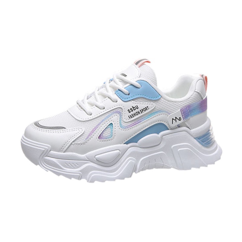 2024 New Chunky Sneakers for Women Fashion Mesh Platform Dad Shoes Lace Up Casual Walking Height Increase Tennis Running Shoes