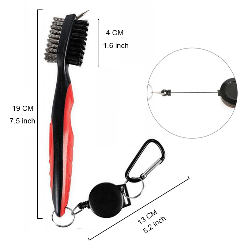 Multi-Purpose Double Sided Golf Club Cleaner Tool with Triple Use Functionality