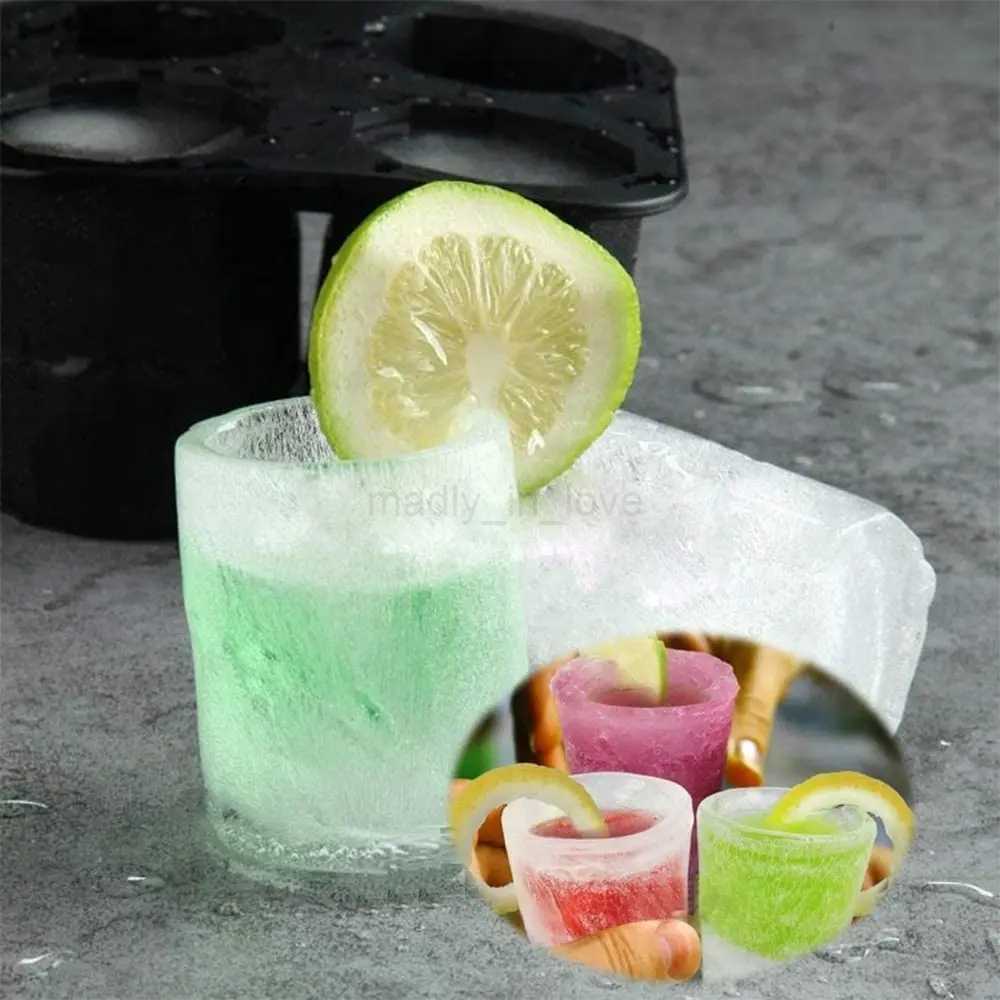Creative 4 Grids Ice Cube Tray Mold Cup Mould Makes Shot Glass Ice Mould Novelty Gifts Ice Tray Summer Drinking Kitchen ToolM240719