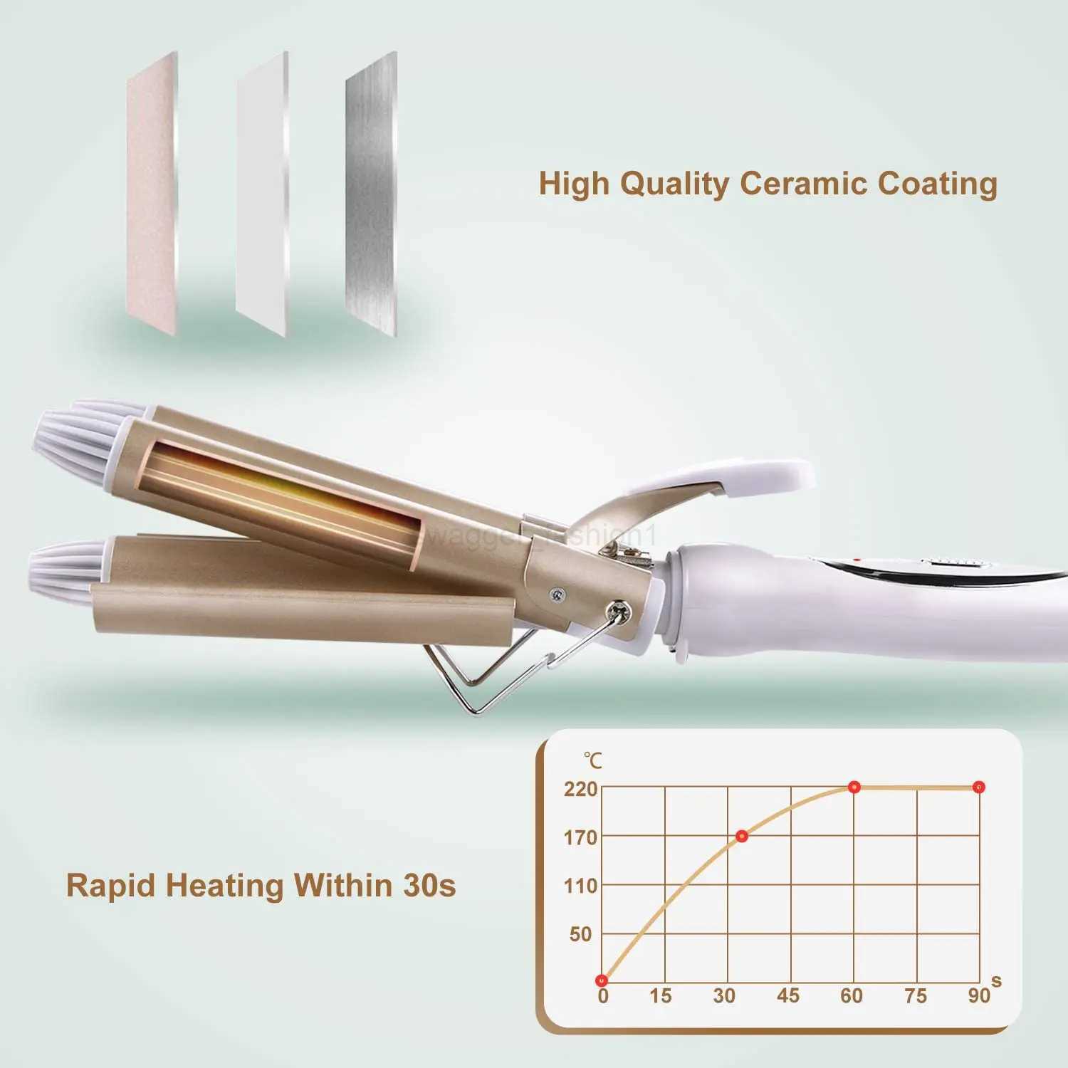 22mm Triple Barrel Hair Curling Iron Ceramic Hair Curler Professional Hair Waver Tongs Styling Tools for All Hair TypesB240719